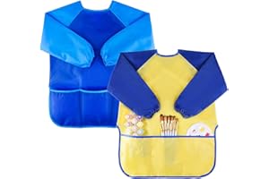 BKEYE 2pcs Kids Art Smock Toddler Children Painting Apron,Waterproof Children's Artist Painting Smocks,Safe Children's Artist Painting Smocks for Boys and Girls,Use for Painting,Cooking,Crafts,Clay so on