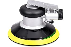 QIUMIN Professionale levigatrici orbitale pneumatica, levigatrice pneumatica a doppia azione ad alte prestazioni lucidatrice mini con chiusura, 10000 giri/min (Argento 150mm)