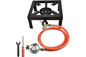 ‎HOLWIM Holwim Gaskocher Hockerkocher Tragbarer Campingkocher 4 Bein 6 kw Inklusive CAS-geprüftem 1,5 M Schlauch und 50 bar Druckminderer für Outdoor, Camping
