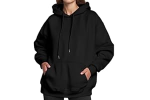 Neteson Bluza damska oversize, bluza z kapturem Hiver Col Rond Manches Longues Pull Polaire Basique Vêtements