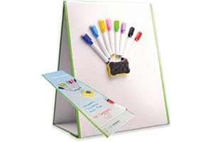 Magic Whiteboard Easel for Kids - A3 Foldable Kids Easel Double Sided with 8 Coloured Dry Erase Pens & Eraser - Easy Clean, Portable, & Magnetic Drawing Board for Arts, School, & Home