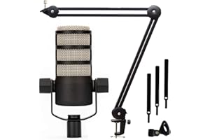 RØDE Rode - Microfono Podmic, per podcast, professionale + keepdrum MS138, microfono con braccio, treppiede da tavolo