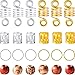 Produktbild TecUnite 360 Stücke Haar Flechten Manschetten Aluminium Dreadlocks Metall Braid Spulen Manschette Braid Ringe Haarbänder und Holz Haar Perlen Perlen, 4 Arten