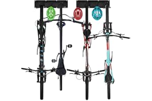 Vousile Support Mural Velo, Crochet Vélo Mural avec 4 Rack Vélos et 3 Crochets, Range Velo Mural, Crochet de Vélo