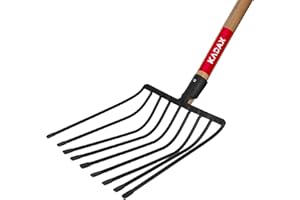 KADAX Stone Fork Fornito in Acciaio, FORCHIO di BEAZIONE con D-Mane, forke con Manico in Legno, forchetta per Vanga, forchetta di Fieno, forchetta di Patate, Forcella, forchetta per Pietre (Nero)