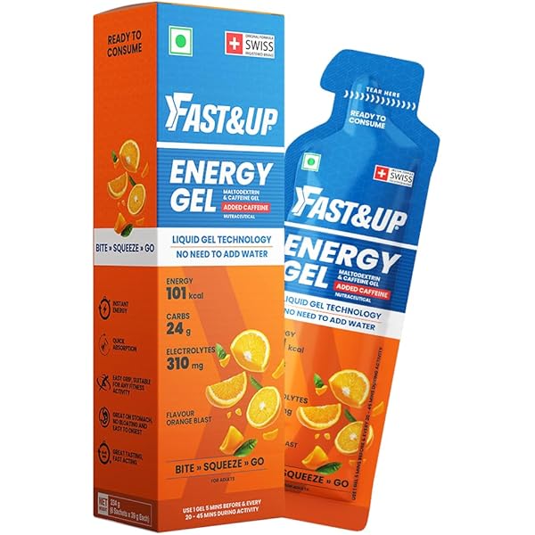 Fast&Up Energy Gel- Zesty Lemon flavour (Caffeine free)- Pack of 5