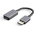CableCreation Active DP to HDMI Adapter, DP Male to HDMI Female 2.0 Adapter HDR 4K@60Hz 2K@144Hz 1080P@144Hz, Braided DisplayPort 1.4 to HDMI 2.0 Converter, Support Eyefinity Multi-Display, Aluminum