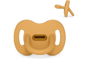 Suavinex, Sucette Tout Silicone, pour Bébé 6/18 Mois, avec Tétine Symétrique SX Pro, Réversible, Super Douce et Souple, Idéal pour Dormir, Respecte le Développement Buccodentaire, Honey
