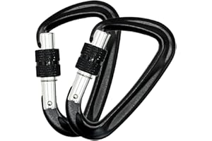 SZXMDKH Mosquetón con cierre de rosca, 1200 kg/12 KN, llavero de carga pesada, mosquetón de rosca, negro, para camping, pesca, senderismo, hamaca o viajes