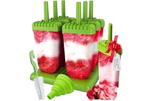 HelpCuisine® Ice Pop Mold/Moule à Glace, Moule Esquimaux realisé en Plastique de qualité superieur sans BPA et approuvé par la FDA, Lot de 6 sorbets avec Un Support, 24 Mois de Garantie! (Vert)