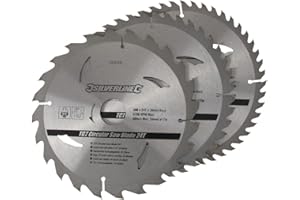 Silverline Tools 749249 - Discos de TCT para sierra circular 24, 40, 48 dientes, 3 pzas (200 x 30 - anillos de 25, 18 y 16 mm)