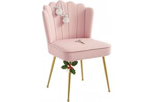 HOMCOM Shell Luxe Velvet Accent Chair with Gold-tone Metal Legs, Modern Vanity Chair for Living Room, Bedroom, Home Office, Pink