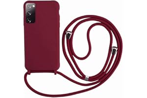 2ndSpring Coque avec Collier Compatible avec Samsung Galaxy S20 FE /S20 Fan Edition/S20 Lite,Tour de Cou Lanière en Corde Pendentif Housse,Silicone Souple Rouge