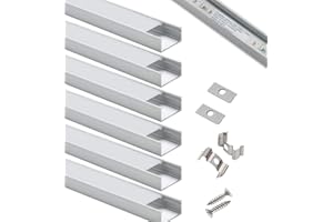 StarlandLed Canal LED en aluminium large,Profil en aluminium 6-Pack avec accessoires de montage complets pour bande LED jusqu'à 16mm, Parfaitement adapté aux bandes Philips Hue LightStrip Plus …