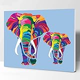 Wowdecor Paint By Numbers Kits For Adults Kids Diy Number Painting Colorful Elephants Animal 40 X 50 Cm New Stamped Canvas Framed Amazon Co Uk Toys Games