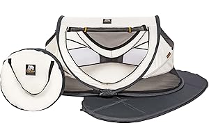 Deryan DY001L Łóżeczko podróżne/łóżeczko podróżne Peuter namiot podróżny z namiotem + materac samopompujący + bawełniany pokrowiec z zamkiem błyskawicznym rozkładany w ciągu 2 sekund, kremowy