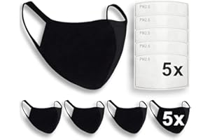 Luftty Stoffmaske schwarz | Behelfs Mundschutz waschbar | Maske mit Filter