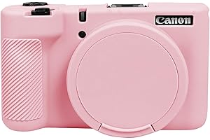 Easy Hood Kameratasche für Canon Powershot V1 Kamera, Weiche Silikon Schutzhülle Kameragehäuse Abdeckung Kratzfest Leicht Reise Tasche mit Abnehmbarem Objektivdeckel Digital Kamera Taschen, Rosa