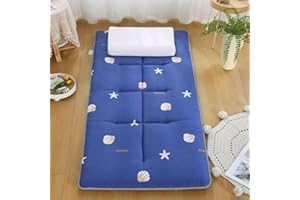 YOUGANG Futon, materasso da pavimento pieghevole, arrotolabile, tatami, singolo/twin/queen/king size, futon giapponese, materasso da campeggio con retro antiscivolo (blu navy, 100 x 200 cm)
