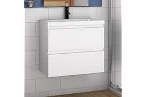 Aica Sanitär Waschtisch mit Unterschrank 60 cm Badmöbel Set mit Waschbecken Mineralguss Gäste WC Weiß Matt