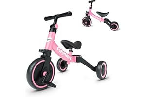 besrey Triciclos para Niños, 5 en 1 Una Bici Multifunción, Adecuado para niños de 1-4 años,Triciclo,Bicicleta,Carro de Equilibrio,Caminante, Altura del Asiento Regulable, Negro