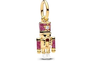 PANDORA Moments Ciondolo Charm Schiaccianoci Movibile con Lega Metallica Placcata Oro 14K e Zirconia, Compatibile ME e Moments, 763583C01