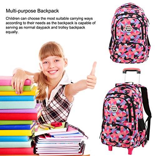 Vbiger Sac à Dos Fille Roues Sac à Dos Mignon Roues Sac à Dos Haute capacité Sac à Dos Scolaire Sac à Dos de Voyage élèves du Primaire