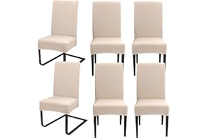 Hopelit Pokrowce na krzesła, zdejmowane, dekoracyjne, do jadalni, na wesele, do hotelu, kuchni, na imprezy, ceremonie, beżowe, 6 sztuk w zestawie