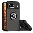 Zubitech Case For Google Pixel 8 Shockproof Cover, Magnetic Ring Armour Phone Cover with [Kickstand], Frosted Matte Case, Lightweight With Military Grade Shock Absorption Case (Black, Pixel 8)