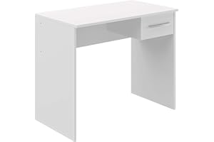 Amazon Basics Rectangular Inari Modern Escritorio de ordenador con 1 cajón, blanco, 50 x 90 x 73 cm (Antes éramos Movian)
