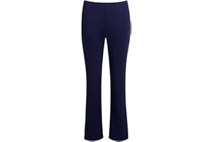 MyShoeStore Ladies Stretch Bootleg Trousers Ribbed Womens Bootcut Elasticated Waist Pants Work Wear Pull On Bottoms Plus Big Sizes 8-26 Colour Balck, Grey, Navy Blue