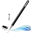 Stylus Pen for Android Tablet & iOS All Touchscreen Devices Capacitive Universal Smart Pen Pencil with Fine Point Disc Tip Lightweight Metal Body and Magnetic Cover for Mobile Phone iPad Tab - Black