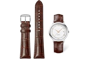 AIYIRUO Cinturini per Orologiin Pelle Coccodrillo Modello in Vera Pelle Morbida e Durevole Bracciale di Ricambio Acciaio Inossidabile Metallo Argento oro Fibbia per gli Uomini Donne (12mm-24mm)