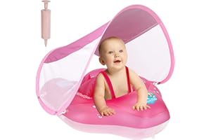‎SANOTO SANOTO Schwimmring Baby mit Sonnendach Aufblasbare Baby Float Schwimmring Shwimmreifen Baby mit aufblasbarer Schwimmboje,Schwimmtrainer,Schwimmhilfe Spielzeug,Baby Schwimmring ab 3 Monate~72 Monate