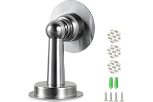 KATLKIU Tope Magnético para Puerta de Acero Inoxidable – Fuerte Imán con Cinta Adhesiva 3M o Tornillos, Instalación en Suelo o Pared, Ideal para Hogar y Oficina