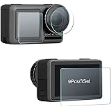 DJI Osmo Action Screen Protector - DYKEISS 2.5D Curved Tempered Glass Full Coverage Foils for DJI OSMO Action 4K Camera, 9H Hardness Clear HD Anti-Bubble Screen Film (3 Set)