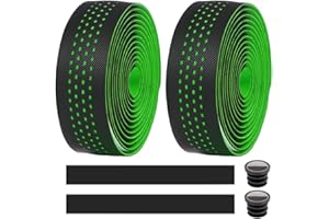 MOCNT 2 Piezas Cinta de Manillar de Bicicleta Carretera Ciclismo Cinta de Esponja EVA PU Cuero Bandas Autoadhesivas Antideslizante Transpirable con Tapón Extremo Barra