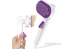 Sebtle Cat Dog Brush,Pet Grooming Comb,Self Cleaning Cat Dog Slicker Brushes for Shedding, Pet Grooming Tool, One Click to Clean-purple