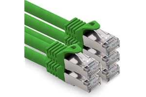1CONN Câble Réseau Cat7 Cat7 10 Gb/s SFTP - 5x 5m - RJ45 Ethernet LAN DSL Routeur Modem - Vert
