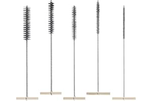 ROSYLEVE Spazzola per Fori in Acciaio Inossidabile Set di 5 Spazzole per Fori da 8 mm/12 mm/16 mm/20 mm/25 mm Spazzola Cilindrica con Filo d'acciaio,per Tubi e Fori per la Pulizia Efficiente dei Fori