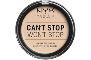 NYX Professional Makeup Can't Stop Won't Stop Full Coverage Powder Foundation, Matte Finish, Shine Control, Long Lasting, Vegan Formula, Shade: Deep Ivory