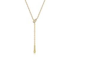 MRDOPELUX 925 Sterling Silver Y Necklace for Women-2025 New Moissanite Drop Necklaces, Hypoallergenic 18K Gold Plated Lariat Necklace Dainty Tassel Snake Pendant Necklace Trendy Fashion Everyday Jewelry