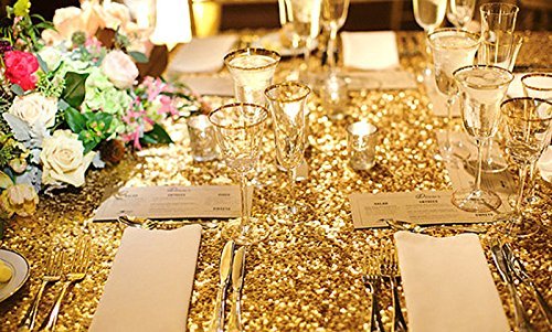 ShinyBeauty Glitzerndes Gold Pailletten Tischdecke-150x260cm Rechteck - 2