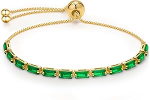J.Fée Silver Bracelet for Women Silver Tennis Bracelets for Womens with Long CZ,Gold Bracelet Jewellery for Women,Adjustable Bracelets Women Bracelet Valentine Gifts for Her,White,Green,Blue,Black,Red