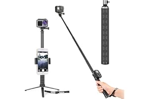 Telesin - Palo para Selfie trípode de Fibra de Carbono (90 cm, para GoPro Hero 8, Hero 7, Hero 6, Hero 5, Hero 4 3, dji Osmo Action Osmo Pocket, Insta360, Akaso y Otras cámaras de acción