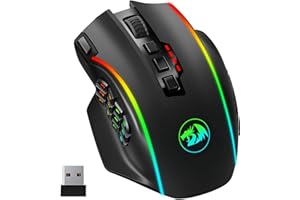 Redragon M901PKS Wireless Gaming Mouse,16000 DPI, RGB Backlit,16 Programmable Buttons,70Hrs Rechargeable MMO Mouse with 12 Side Buttons For PC Laptop MOBA FPS