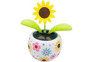 Hamaio Danse Solaire, Plastique Solaire Danse Fleurs Secouant Tête Ornements Voiture, Fleur Dansante À Énergie Solaire pour Décoration Bureau Ou Voiture (Aucune Batterie Requise)