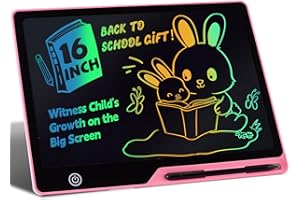 KINAYUE Tablica do pisania LCD dla dzieci, z możliwością ponownego ładowania, tablica do malowania, dla dzieci od 3+ lat, prezent urodzinowy, Boże Narodzenie (Różowy, 16 Cali)