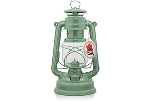 Feuerhand 276 Outdoor Hurricane Oil Lantern - German-Made Since 1893, Paraffin Lamp with Galvanized Steel, 300ml Tank, 20 Hour Burn Time, Safe for Hanging or Table Use, Kerosene Camping Light, Green