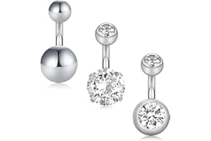 Funseedrr 3pcs Piercing Ombligo Pequeño Vientre Aros Corto Acero Quirúrgico 14G 6mm Ombligo Piercing Joyas